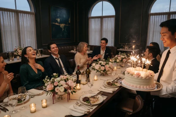 Birthday Party - Candlelit private dinner as the sparkler cake arrives - DallasVIP